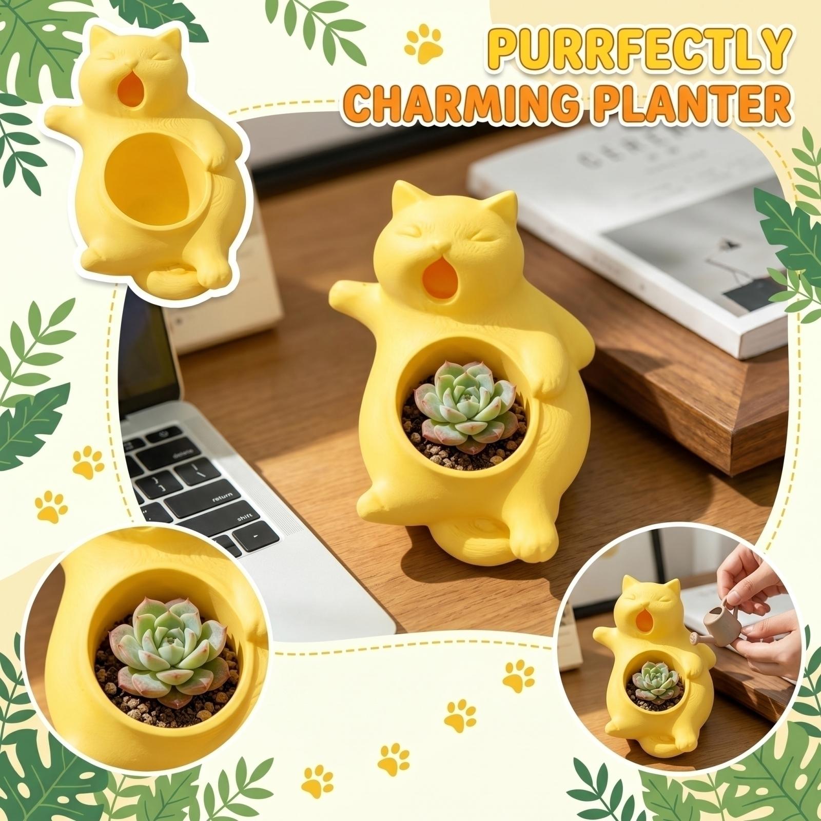 Ceramic Cat Shaped Plant Pot with Succulent Holder Small Indoor Decorative Flowerpot for Desk Shelf Home Office Use 13cm Height One Size жёлтый
Ceramic Cat Shaped Plant Pot with Succulent Holder Small Indoor Decorative Flowerpot for Desk Shelf Home Office Use 13cm Height One Size жёлтый