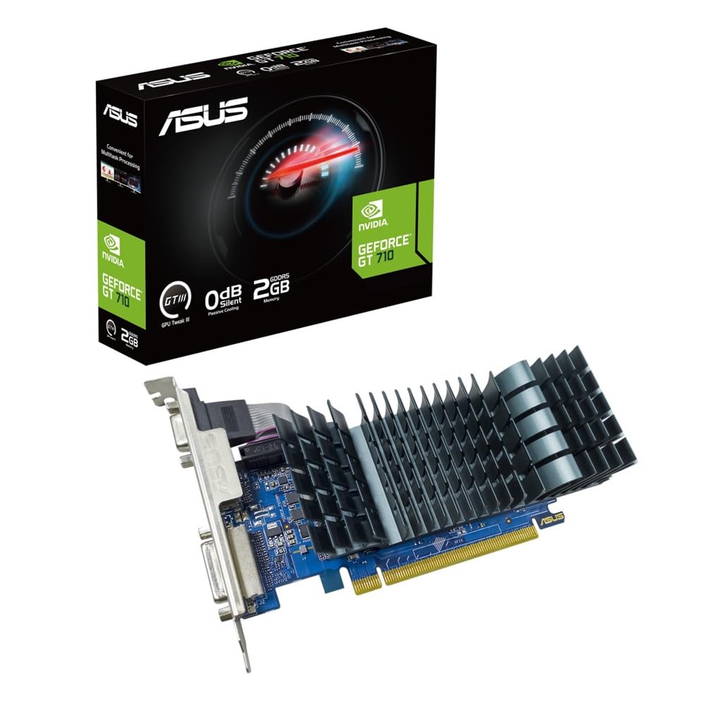 Відеокарта ASUS GT 710, повністю безвентиляторна, для внутрішнього ринку, розмір 1 слот, GT710-SL-2GD5-BRK-EVO/Офіційна чорний
Відеокарта ASUS GT 710, повністю безвентиляторна, для внутрішнього ринку, розмір 1 слот, GT710-SL-2GD5-BRK-EVO/Офіційна чорний