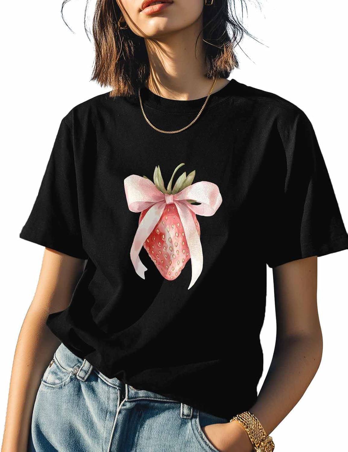 T Shirts for Women Graphic Tees Strawberry Crew Neck Short Sleeve Shirts for Women Pink Bow Casual T-Shirt 5XL різнокольоровий
T Shirts for Women Graphic Tees Strawberry Crew Neck Short Sleeve Shirts for Women Pink Bow Casual T-Shirt 5XL різнокольоровий