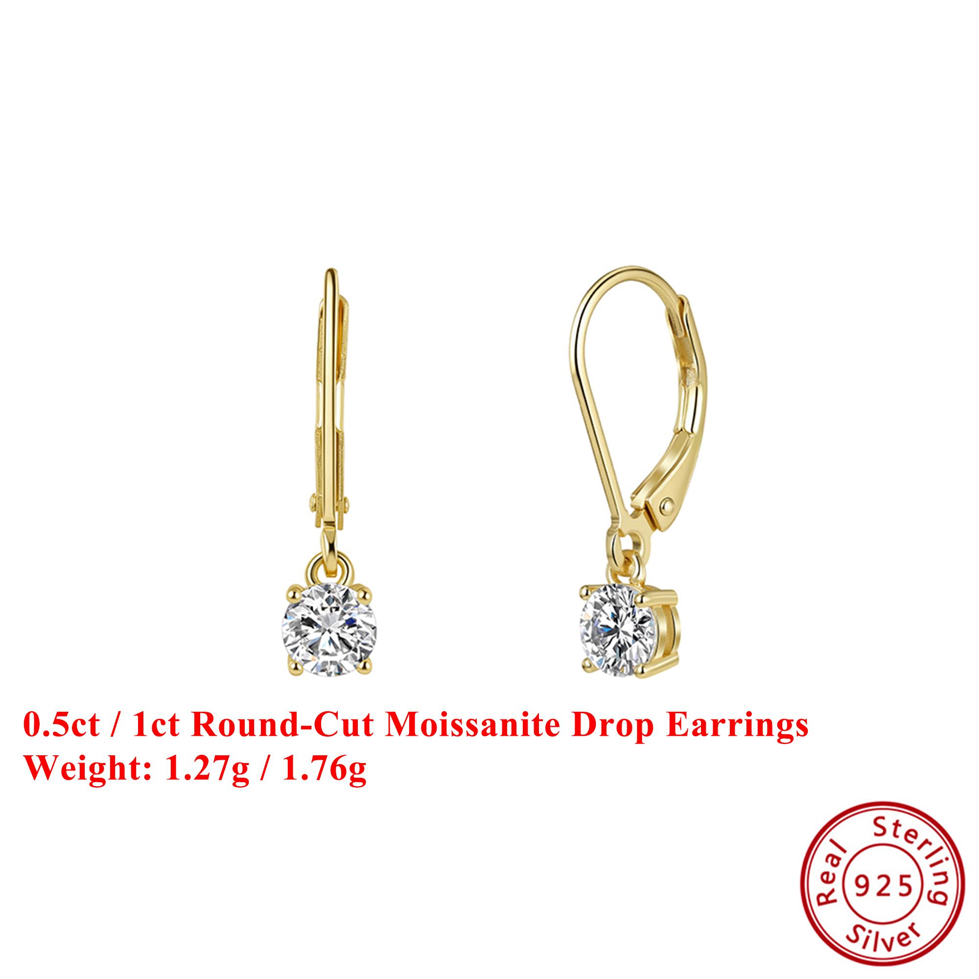 Effie Queen 925 Pure Silver 14k Gold Round-Cut Moissanite Dangle Earrings Luxury Jewelry for Women Wedding Party Banquet MOE13 0.5ct-Moissanite
Effie Queen 925 Pure Silver 14k Gold Round-Cut Moissanite Dangle Earrings Luxury Jewelry for Women Wedding Party Banquet MOE13 0.5ct-Moissanite