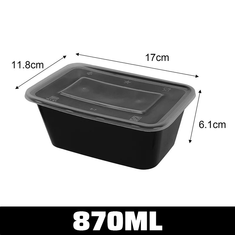 480/650/870ML Disposable Food Containers Black Kitchen Fridge Storage Box with Lids Leakproof Lunch Box for Fruit Salad Sandwich 50pcs
480/650/870ML Disposable Food Containers Black Kitchen Fridge Storage Box with Lids Leakproof Lunch Box for Fruit Salad Sandwich 50pcs