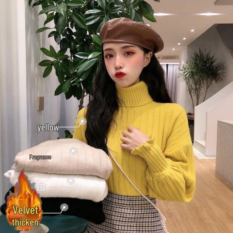 Women s High-Neck Sweater: Fleece-Lined or Unlined, Thick, Lace-Sleeve, Elegant Knit for Autumn/Winter. S 43-48 kg
Women s High-Neck Sweater: Fleece-Lined or Unlined, Thick, Lace-Sleeve, Elegant Knit for Autumn/Winter. S 43-48 kg