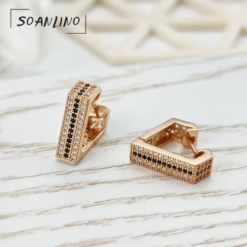 SOANLINO Temperament Two-color Zircon Fashion Simple Rose Gold Geometric Earrings For Ladies
SOANLINO Temperament Two-color Zircon Fashion Simple Rose Gold Geometric Earrings For Ladies