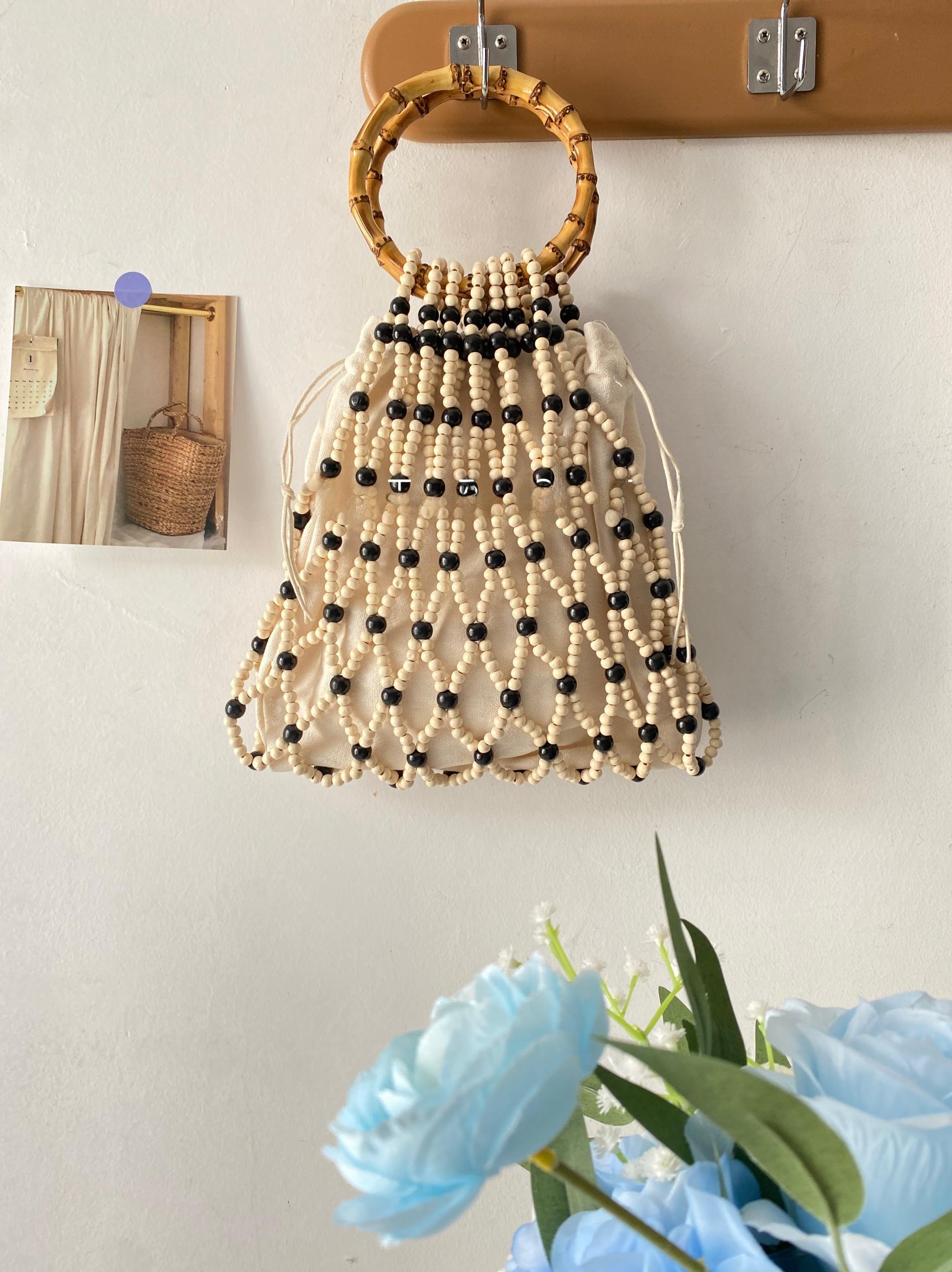 Hanrted Beaded Wooden Handle Beach Bag Trendy Small Batch Handbag Korean Sle Casual Op Bag Pure Color Spring Season
Hanrted Beaded Wooden Handle Beach Bag Trendy Small Batch Handbag Korean Sle Casual Op Bag Pure Color Spring Season