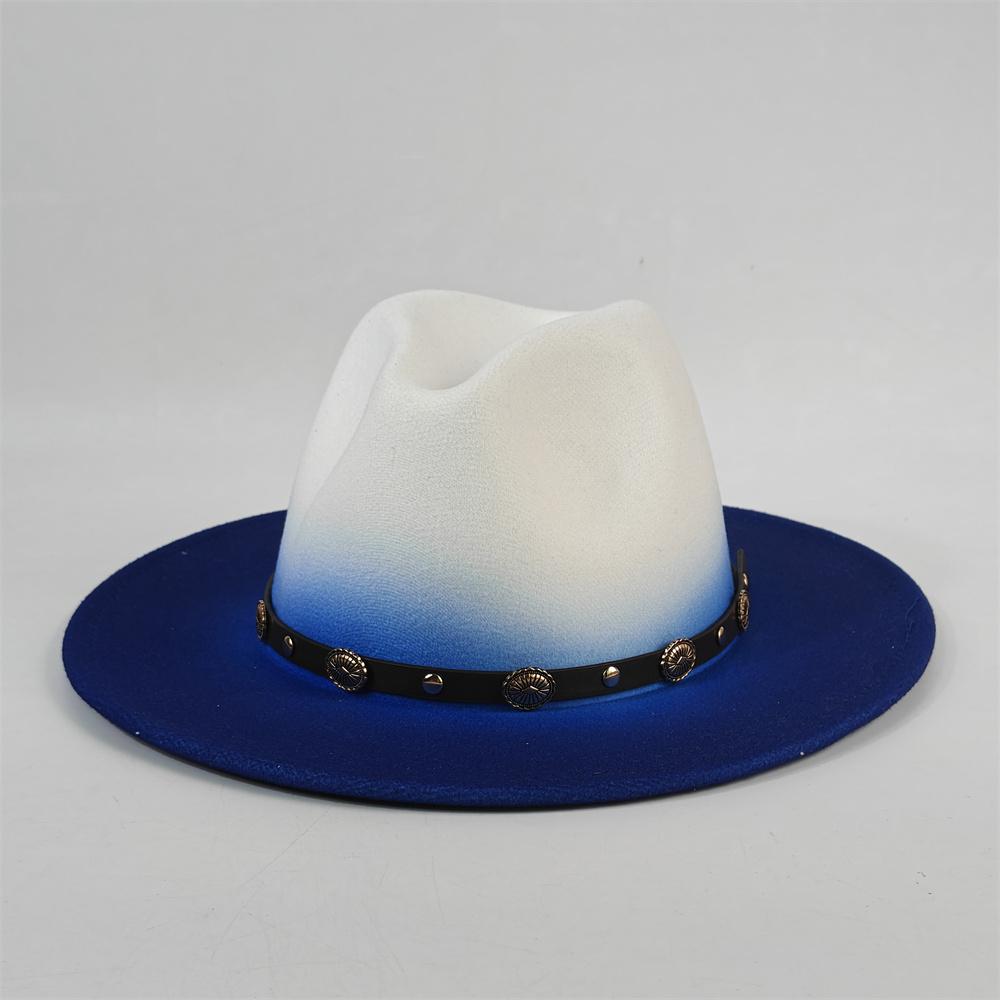 Gradient Color Fedora Wide Brim Felt Panama Hat with Belt Fedora Hat Men and Women for Painted Party Jazz Felt Hat Autumn Winter 56-58cm
Gradient Color Fedora Wide Brim Felt Panama Hat with Belt Fedora Hat Men and Women for Painted Party Jazz Felt Hat Autumn Winter 56-58cm
