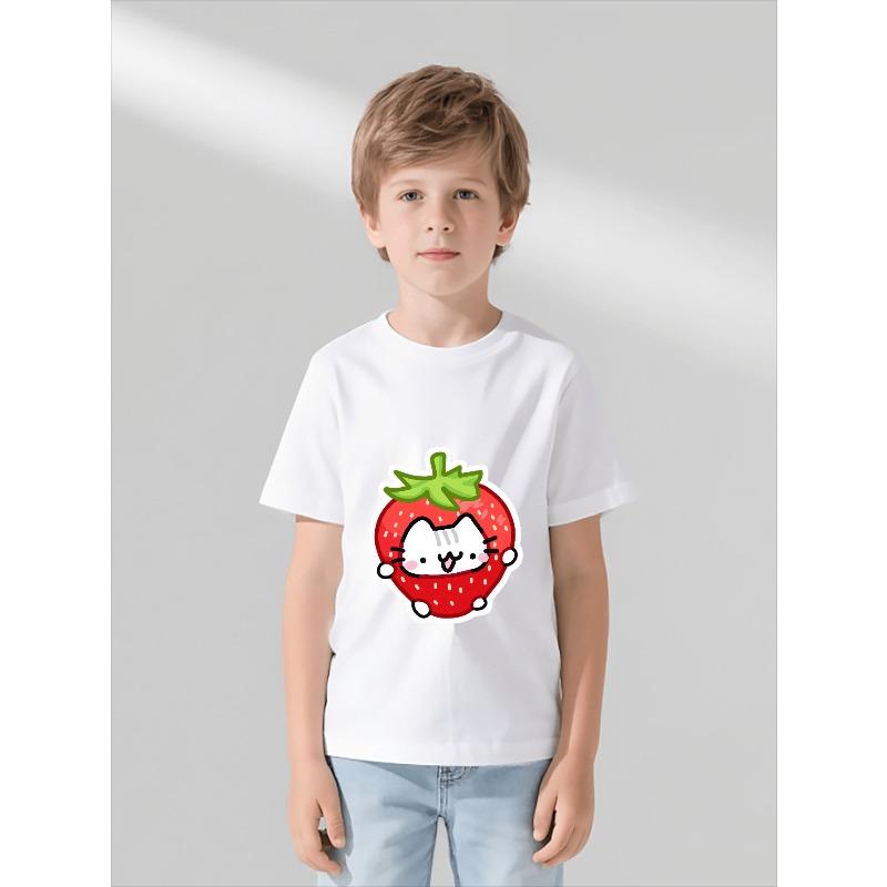 European sizes Boys T-Shirt Short Sleeve, Black Background, Strawberry Cartoon Cat Sticker Print Short Sleeve T-Shirt 98cm белый
European sizes Boys T-Shirt Short Sleeve, Black Background, Strawberry Cartoon Cat Sticker Print Short Sleeve T-Shirt 98cm белый