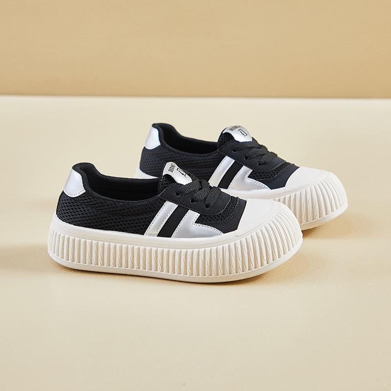 Женские кроссовки на толстой платформе, легкие кроссовки для бега для женщин, повседневные удобные кроссовки для ходьбы, теннисные кроссовки с дышащей сеткой и шнуровкой 40 чёрный