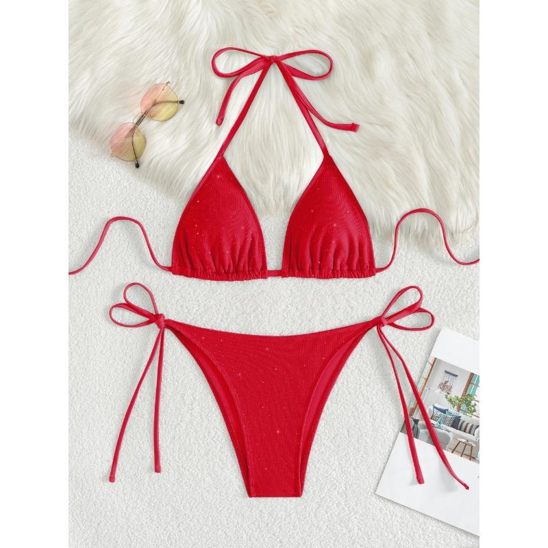Women s Royal Blue Glitter Triangle Bikini Set - Halter Tie Top with Side Tie Thong Bottoms L червоний
Women s Royal Blue Glitter Triangle Bikini Set - Halter Tie Top with Side Tie Thong Bottoms L червоний