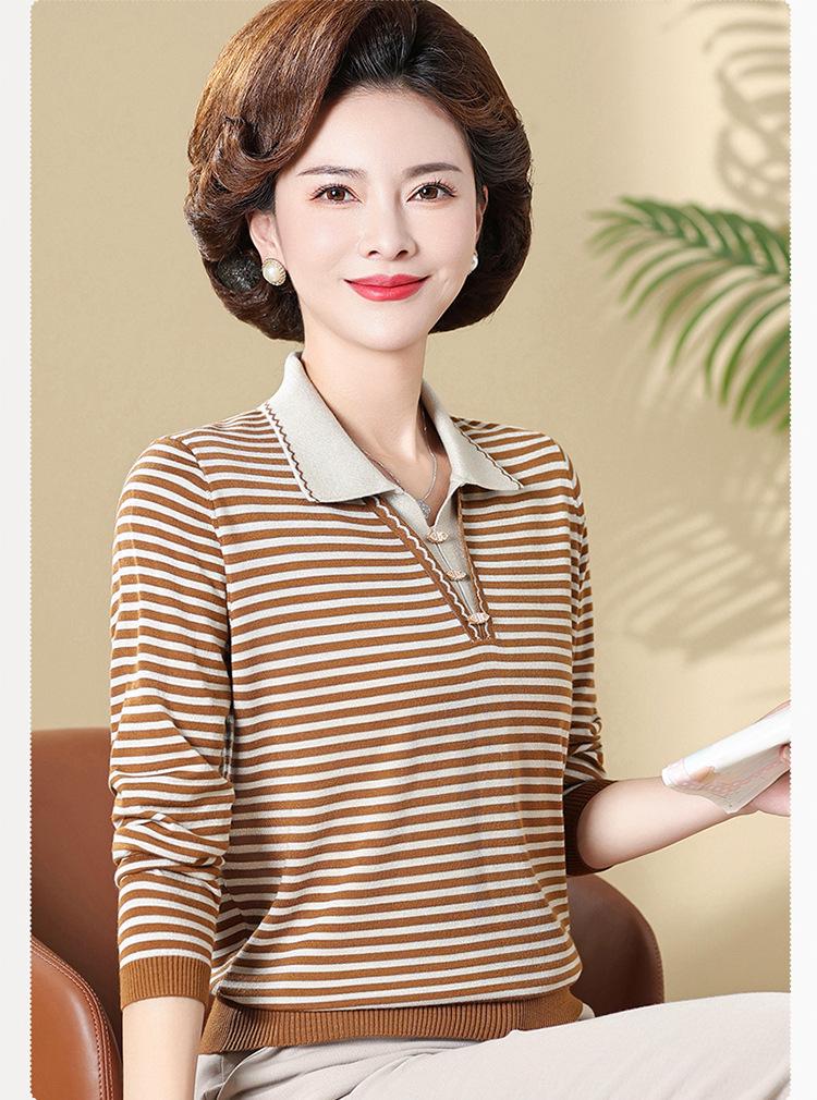 Stylish Striped Knit Top Set: Long-Sleeved Spring/Autumn Sweater for Middle-Aged and Elderly Women XL (Recommended 120-135 jin) коричневый
Stylish Striped Knit Top Set: Long-Sleeved Spring/Autumn Sweater for Middle-Aged and Elderly Women XL (Recommended 120-135 jin) коричневый