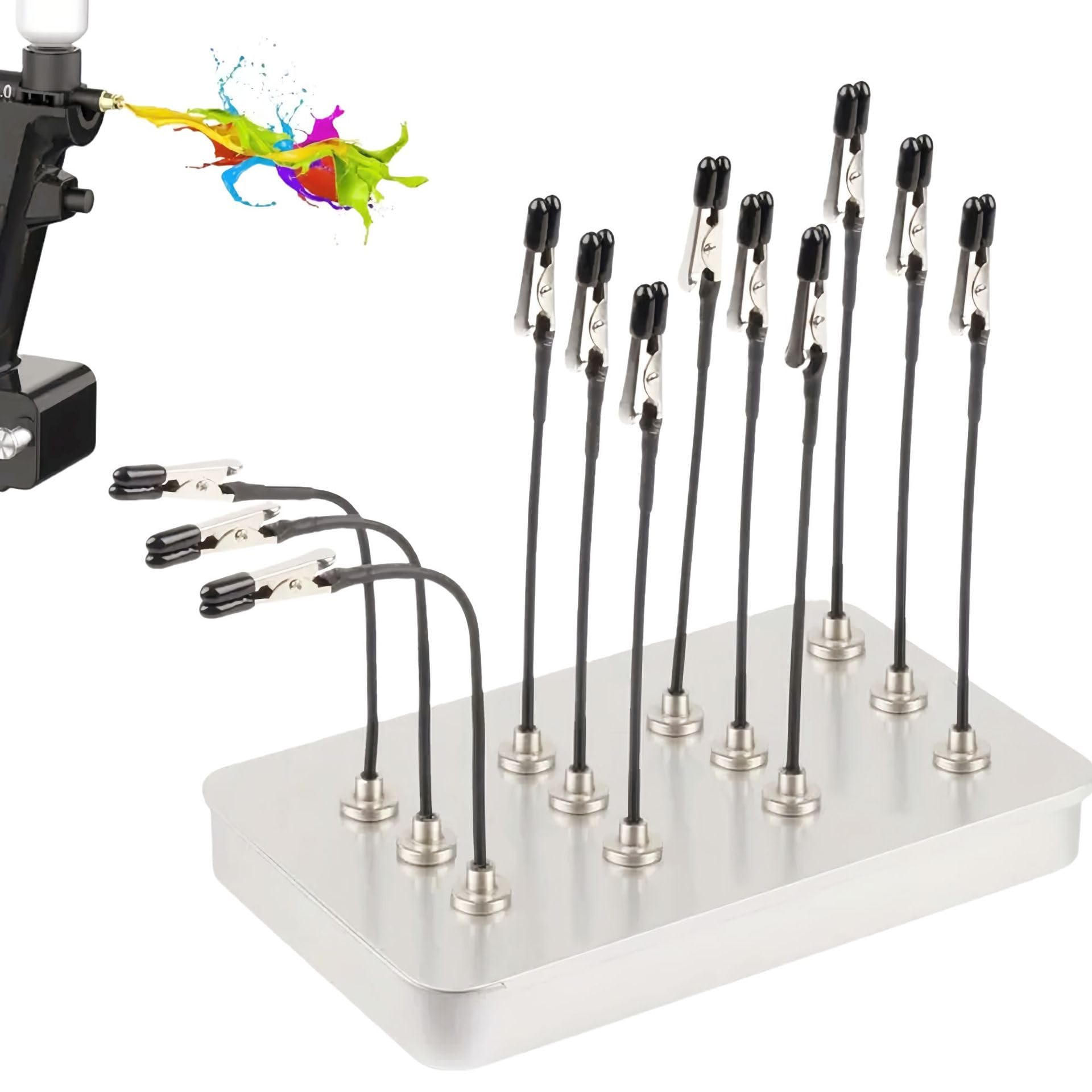 ZQCX Распылительная палочка и резиновый зажим Распылительная палочка и база с резиновым Пластиковая модель Модельный инструмент Включает сумку для хранения База, набор из 12 штук, Устойчивый к коррозии