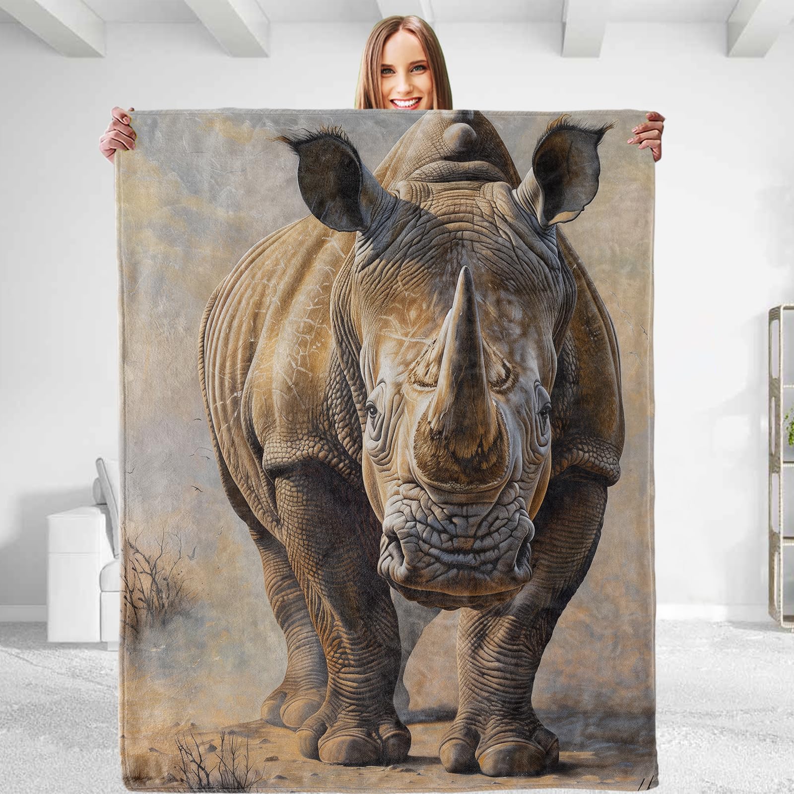 Cute Rhino Blanket, Soft Lightweight Plush Warm & Cozy Flannel Throw Blanket for Couch,Travel, Sofa, Bedroom, Office, Home Decor 75x90cm
Cute Rhino Blanket, Soft Lightweight Plush Warm & Cozy Flannel Throw Blanket for Couch,Travel, Sofa, Bedroom, Office, Home Decor 75x90cm