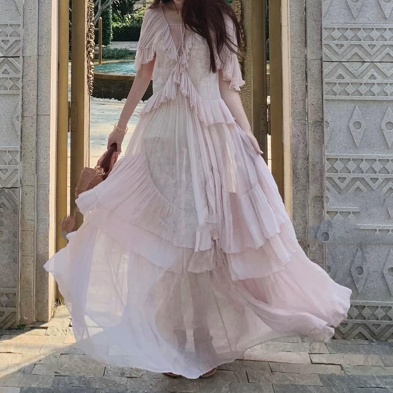 26 Yi Mengling Pink Fairy Lace Ruffle Long Dress - Spring/Summer Collection Small розовый
26 Yi Mengling Pink Fairy Lace Ruffle Long Dress - Spring/Summer Collection Small розовый
