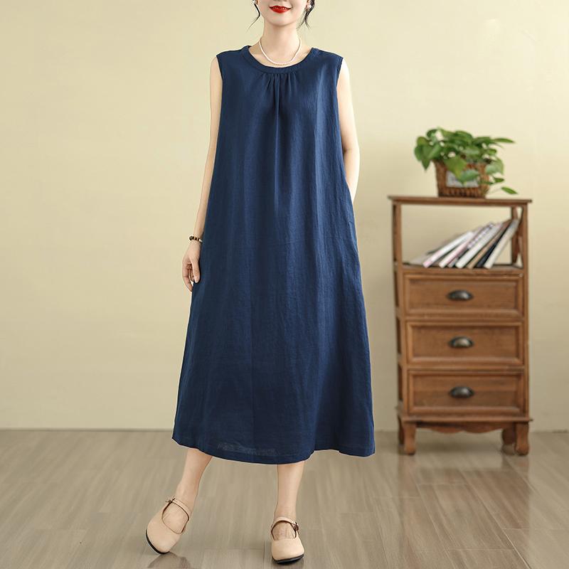 Sleeveless Plus size Cotton linen vintage new in dresses for women casual loose long summer dress L
Sleeveless Plus size Cotton linen vintage new in dresses for women casual loose long summer dress L