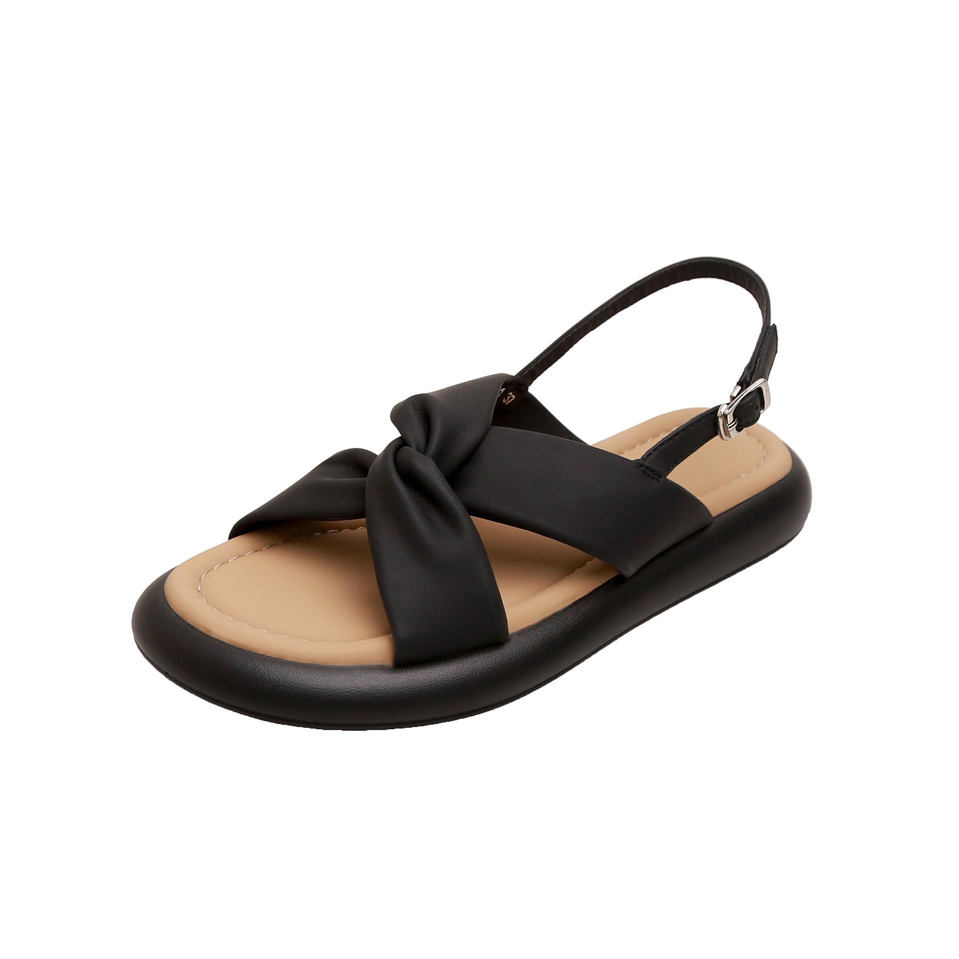 Женские летние сандалии, новые сандалии с перекрестными ремешками, фея с юбкой, пляжные сандалии на плоской подошве в римском стиле 40 чёрный