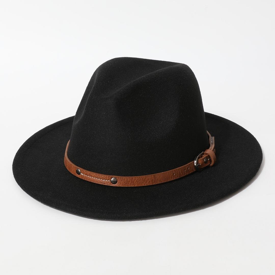 British retro wool felt hat for men and women, single-color, with leather strap and metal buckle, simple flat-brimmed jazz cowboy hat Average Size чёрный
British retro wool felt hat for men and women, single-color, with leather strap and metal buckle, simple flat-brimmed jazz cowboy hat Average Size чёрный
