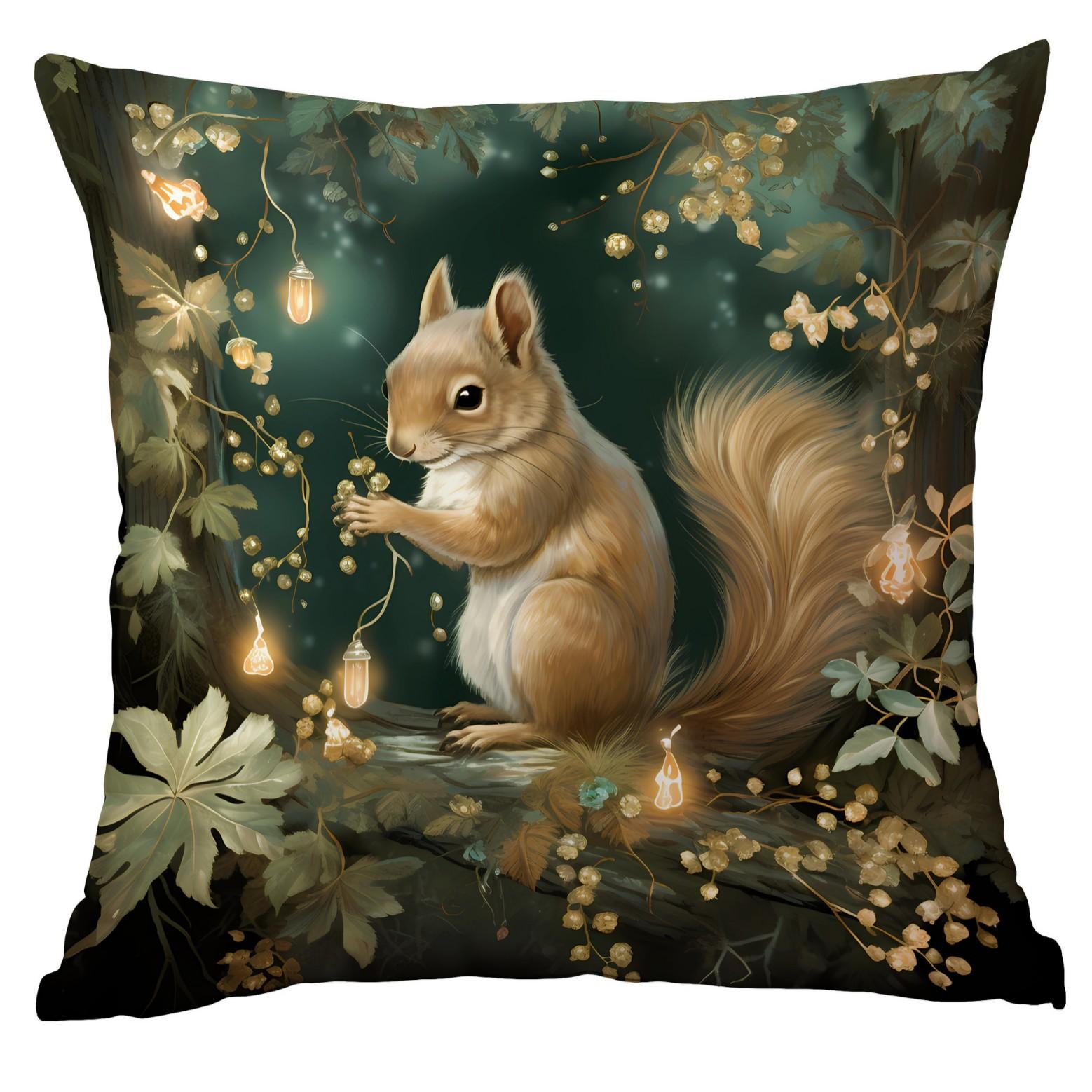 Подушка «Ночной вид на Мечту о Новом Лесе» Милая наволочка с принтом белки и кролика Чехол для подушки 45 * 45Cm
Подушка «Ночной вид на Мечту о Новом Лесе» Милая наволочка с принтом белки и кролика Чехол для подушки 45 * 45Cm