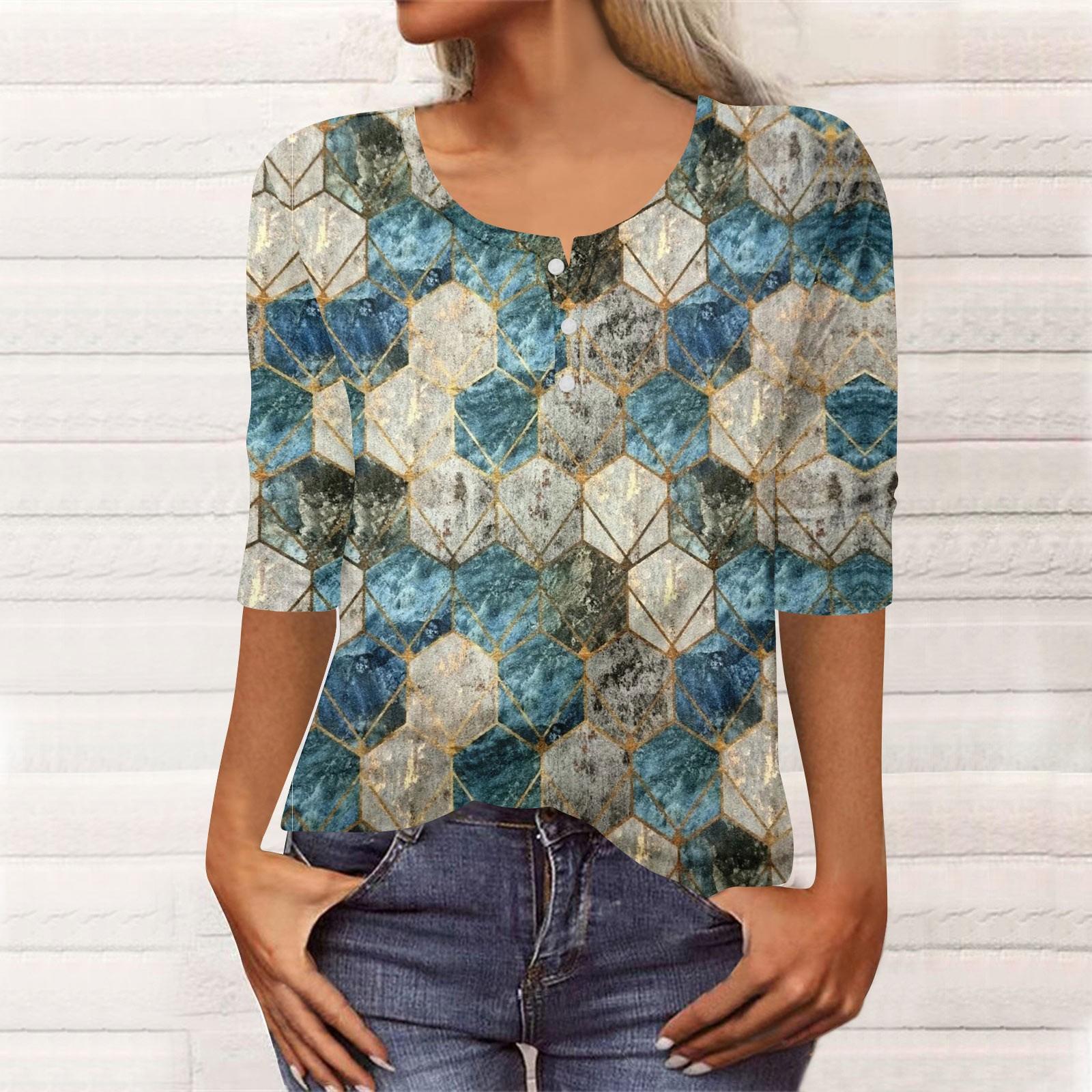 Women s Fashion Casual 3/4 Sleeve Buttons Print U-Neck Pullover Top Blouse L тёмно-синий
Women s Fashion Casual 3/4 Sleeve Buttons Print U-Neck Pullover Top Blouse L тёмно-синий