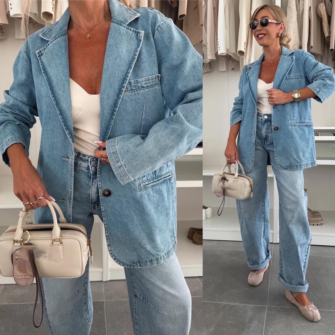 Women Denim Coats Blazer Turn Down Collar Y2k Jackets Streetwear Elegant Loose Spring Casual Loose Open Stitch 2025 Jacket XS синій
Women Denim Coats Blazer Turn Down Collar Y2k Jackets Streetwear Elegant Loose Spring Casual Loose Open Stitch 2025 Jacket XS синій
