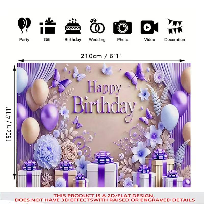 2D Purple Butterfly Floral Happy Birthday Backdrop Banner Photography Background 47.2x31.5inch/120*80cm
2D Purple Butterfly Floral Happy Birthday Backdrop Banner Photography Background 47.2x31.5inch/120*80cm
