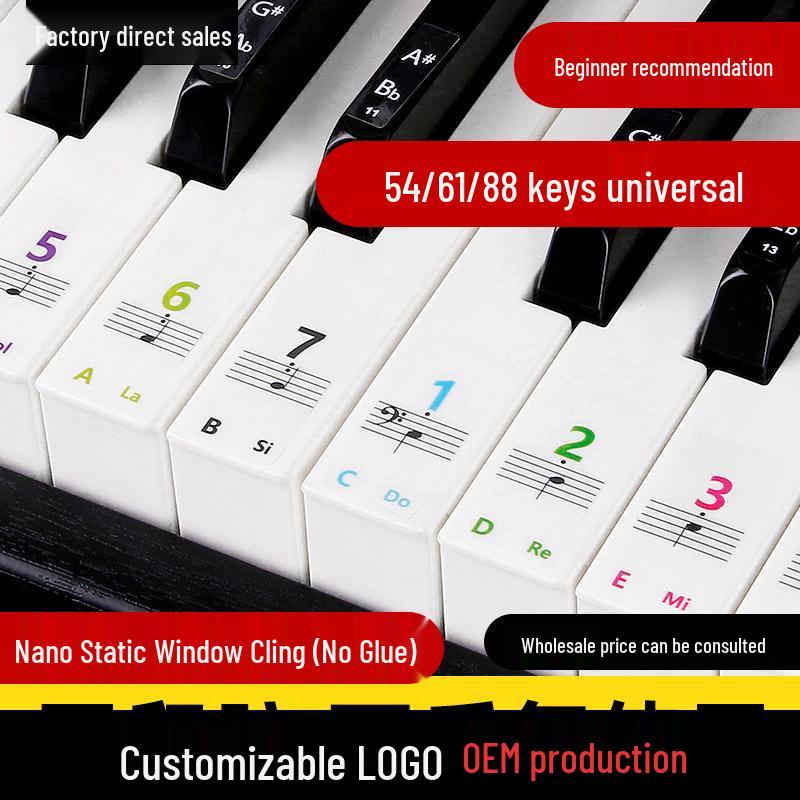 Adhesive-Free Nano Piano Keyboard Stickers for 88/61/54 Keys - Universal Staff Notes for Children and Adults Black Static Cling
Adhesive-Free Nano Piano Keyboard Stickers for 88/61/54 Keys - Universal Staff Notes for Children and Adults Black Static Cling
