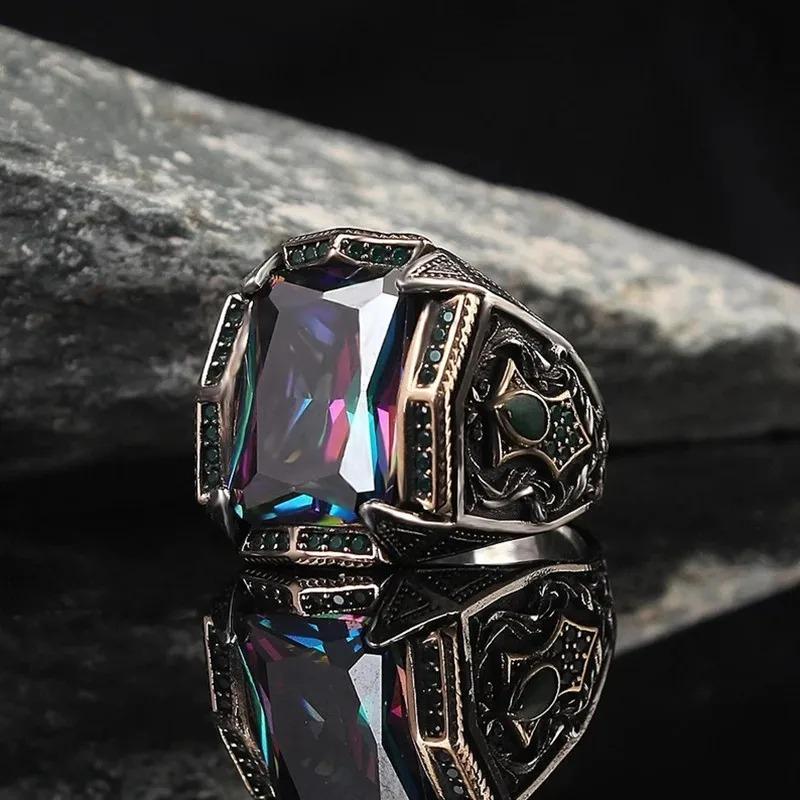 Retro Turkish Handmade Men Rings Vintage Carved Pattern Red/Blue/Rainbow Zircon Rings Rock Punk Islamic Muslim Wedding Jewelry 13
Retro Turkish Handmade Men Rings Vintage Carved Pattern Red/Blue/Rainbow Zircon Rings Rock Punk Islamic Muslim Wedding Jewelry 13