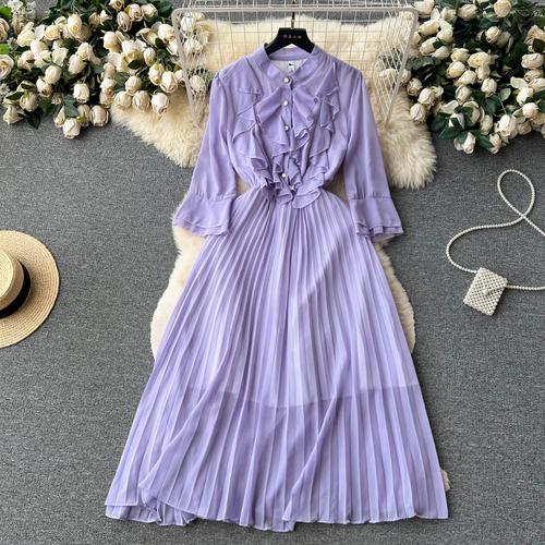 Элегантное шифоновое платье с воротником-стойкой, новое летнее платье со рюшами и длинными рукавами для женщин Y2k, сексуальное платье с тонкой талией, Vestidos Mujer One Size фиолетовый
Элегантное шифоновое платье с воротником-стойкой, новое летнее платье со рюшами и длинными рукавами для женщин Y2k, сексуальное платье с тонкой талией, Vestidos Mujer One Size фиолетовый