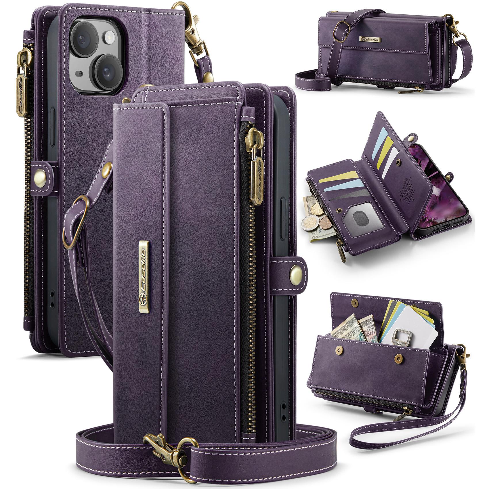 For iPhone 15 Case CASEME C39 RFID Blocking Zipper Wallet Stand Leather Cover with Strap Purple
For iPhone 15 Case CASEME C39 RFID Blocking Zipper Wallet Stand Leather Cover with Strap Purple