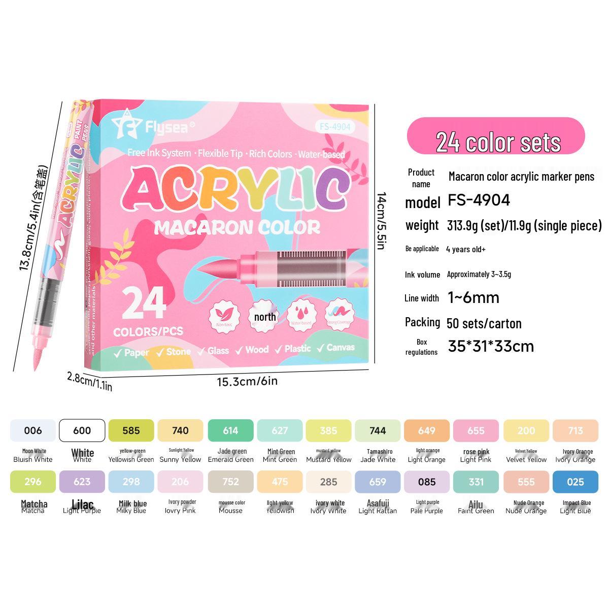 Flysea4904 Macaron Acrylic Marker Pen - Art, Anime, Graffiti Paintbrush
Flysea4904 Macaron Acrylic Marker Pen - Art, Anime, Graffiti Paintbrush