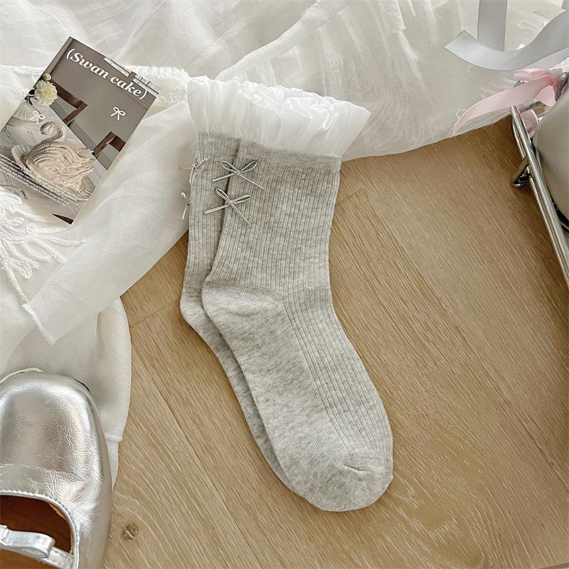 Sweet Lace Ruffle Calf Socks Summer Bows Sock with Back Mesh Trim Korean Balletcore for JK School Uniform Stack Soft Pile Sock сірий
Sweet Lace Ruffle Calf Socks Summer Bows Sock with Back Mesh Trim Korean Balletcore for JK School Uniform Stack Soft Pile Sock сірий