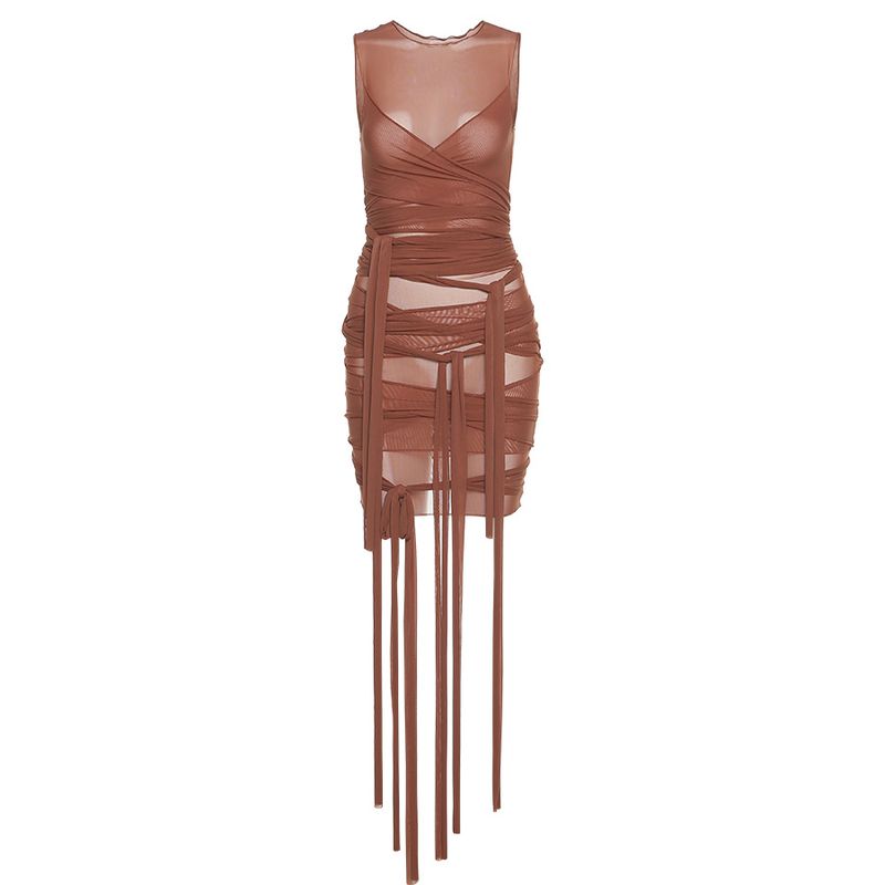 Women s See-through Mesh Sexy Open Back Slim Dress Brown Dress Brown L
Women s See-through Mesh Sexy Open Back Slim Dress Brown Dress Brown L