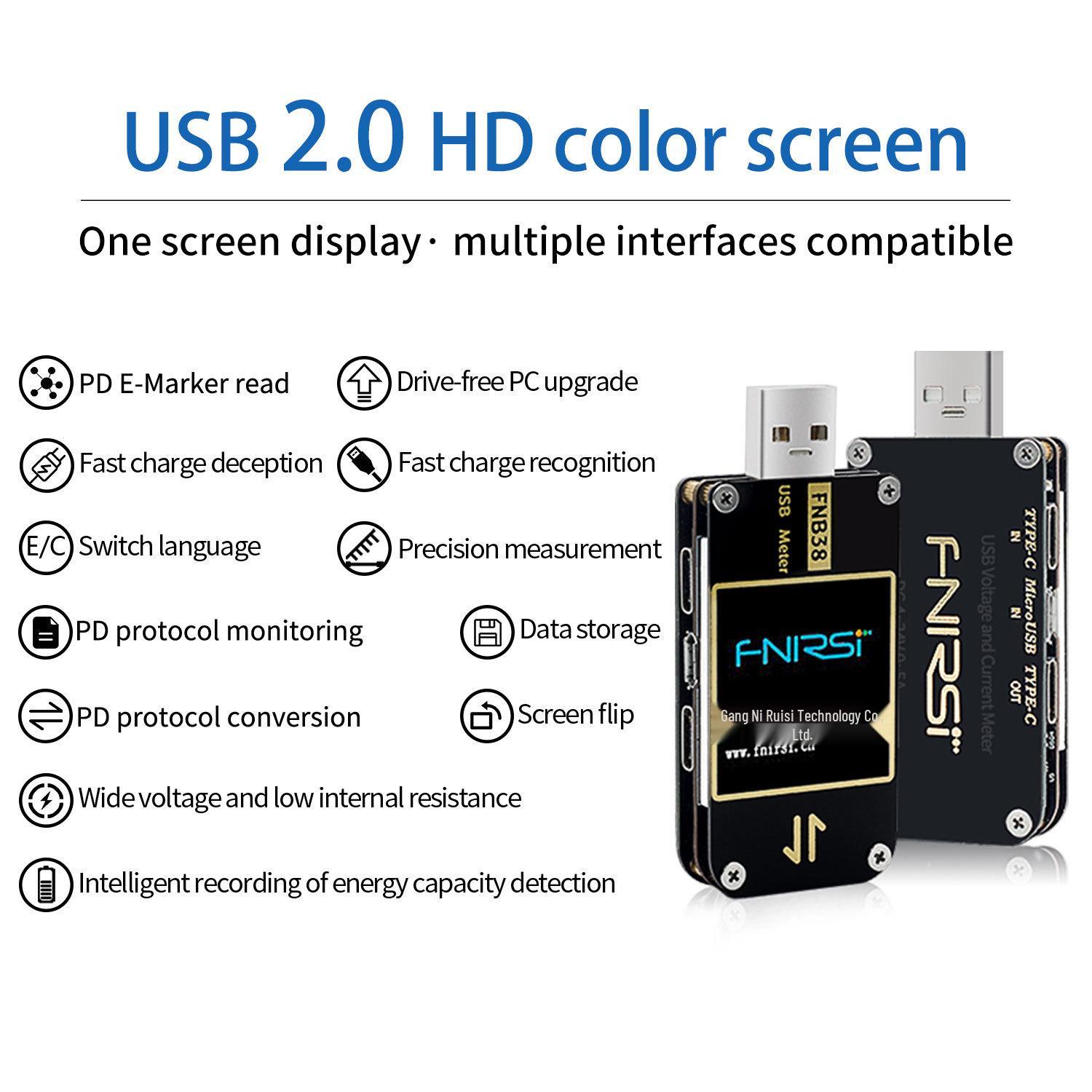 FNIRSI FNB38 USB Tester: QC4/PD3.0 Fast Charge Current & Voltage Meter
FNIRSI FNB38 USB Tester: QC4/PD3.0 Fast Charge Current & Voltage Meter