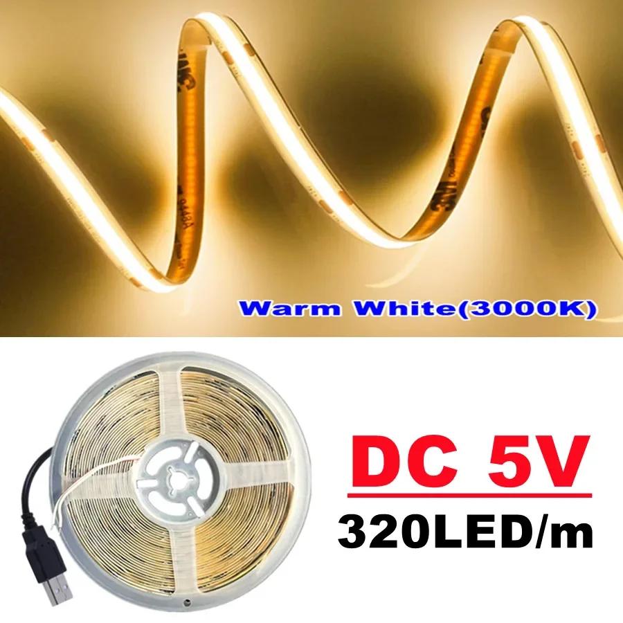 DC5V COB LED Light Strip With USB Power Supply Light 320LED/m High-Density Flexible LED Lamp 3000K/4500K/6500K COB Light Strip 0.5M
DC5V COB LED Light Strip With USB Power Supply Light 320LED/m High-Density Flexible LED Lamp 3000K/4500K/6500K COB Light Strip 0.5M