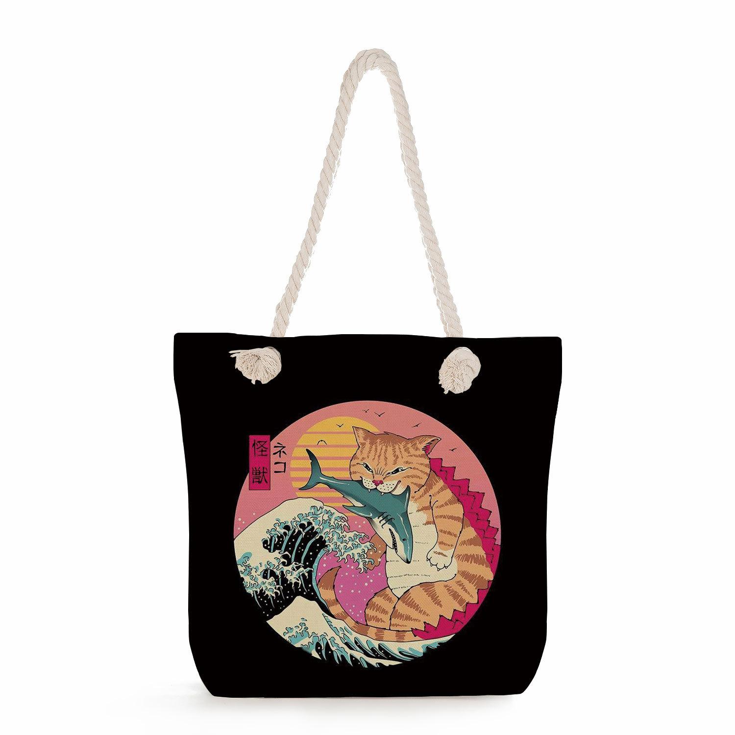 Samurai cat print thick rope single-shoulder beach bag 7235 KTB
Samurai cat print thick rope single-shoulder beach bag 7235 KTB