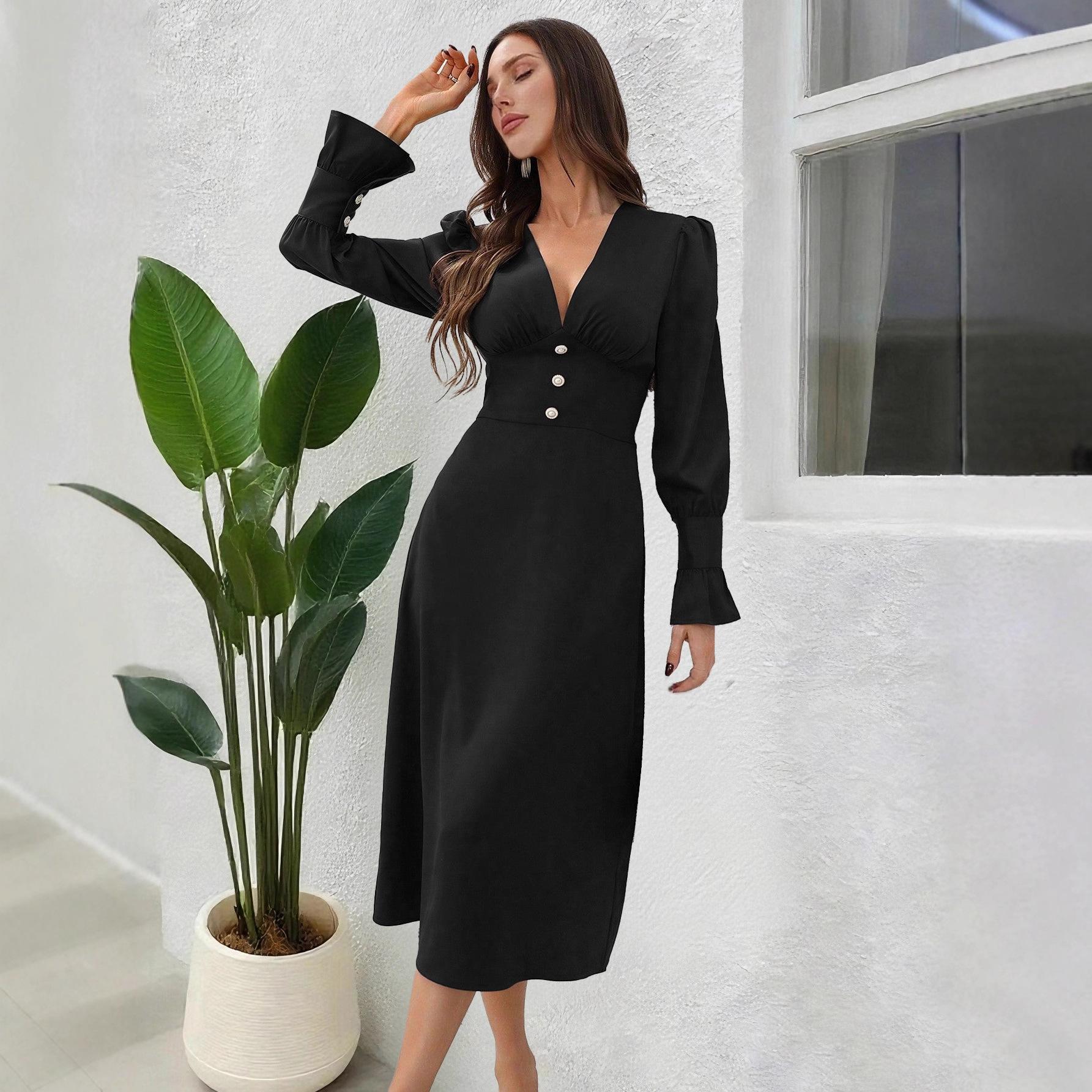 Женское коричневое платье с V-образным вырезом и длинными рукавами, с оборками на воротнике и манжетах XXL чёрный
Женское коричневое платье с V-образным вырезом и длинными рукавами, с оборками на воротнике и манжетах XXL чёрный