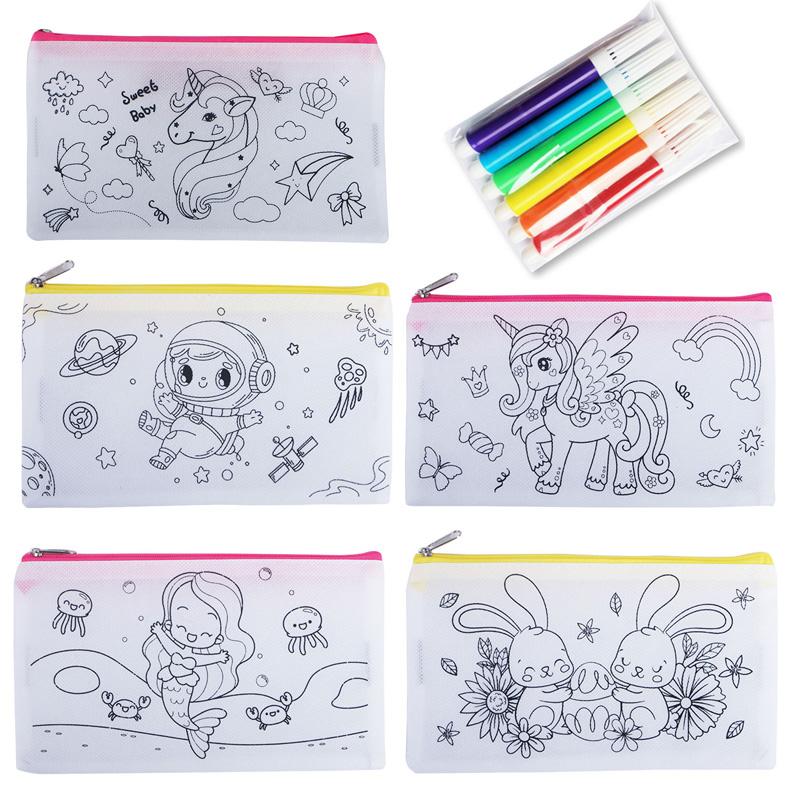 5pcs DIY Kids Graffiti Stationery Bag Zipper Pencil Case Bag Children s Draw Painting Non Woven Colored Zipper Bags Gift
5pcs DIY Kids Graffiti Stationery Bag Zipper Pencil Case Bag Children s Draw Painting Non Woven Colored Zipper Bags Gift