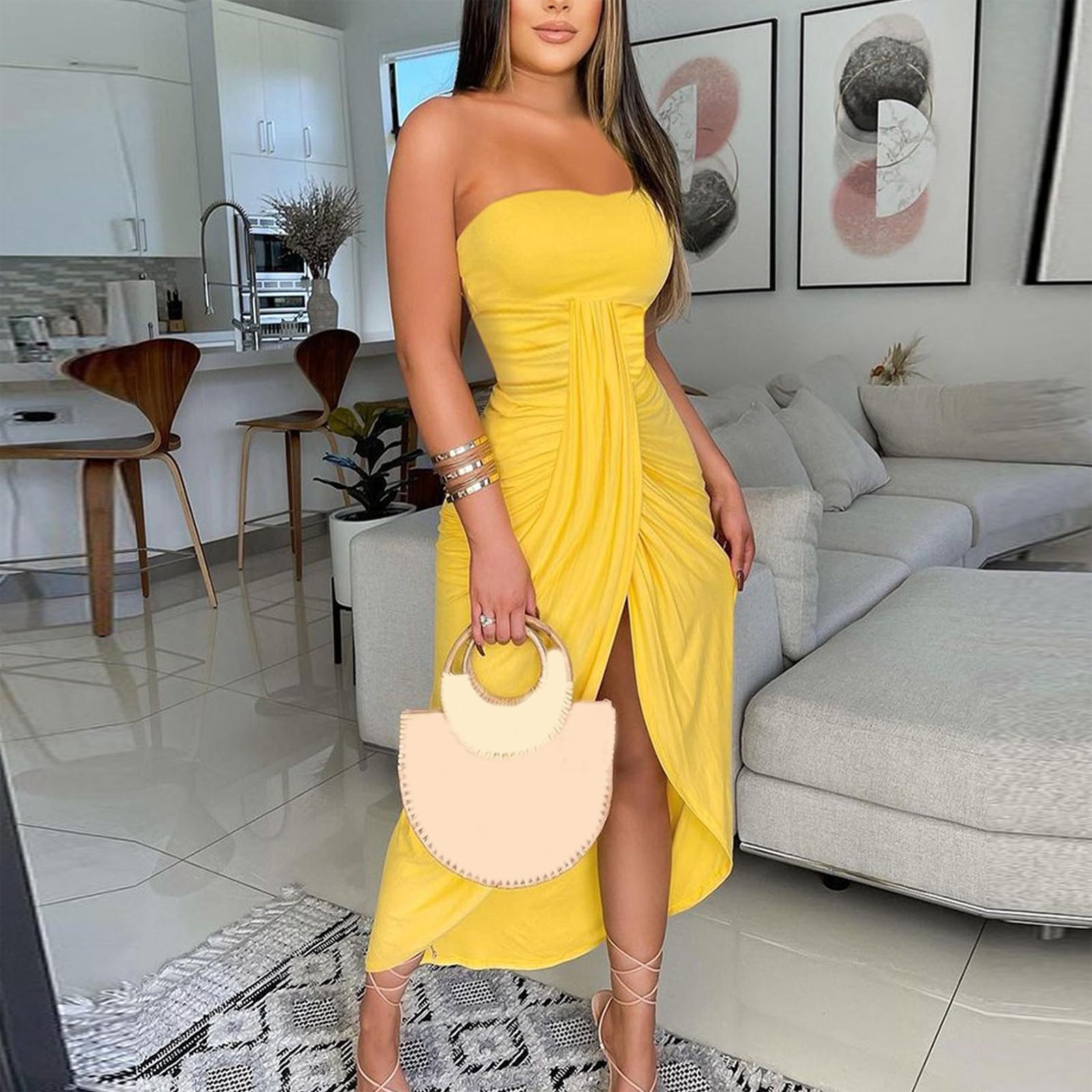 Жіноча сексуальна модна суцільна вечірня сукня без рукавів без бретельок з нерегулярними драпіруваннями XL жовтий
Жіноча сексуальна модна суцільна вечірня сукня без рукавів без бретельок з нерегулярними драпіруваннями XL жовтий
