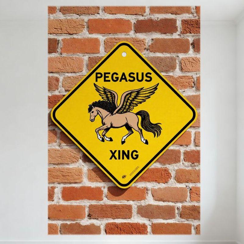 Yellow Diamond-shaped Metal Tin Sign Pegasus Xing with Winged Horse Drawing Red Brick Wall Background for Home Bar Decor Vintage 20x30cm(7.8x11.8inch)
Yellow Diamond-shaped Metal Tin Sign Pegasus Xing with Winged Horse Drawing Red Brick Wall Background for Home Bar Decor Vintage 20x30cm(7.8x11.8inch)