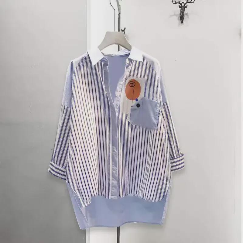 Women s Blue Striped Colorblock Cotton Linen Mid-Length Shirt with Pocket - 2021 Spring Collection 2X Large світло-синій колір
Women s Blue Striped Colorblock Cotton Linen Mid-Length Shirt with Pocket - 2021 Spring Collection 2X Large світло-синій колір