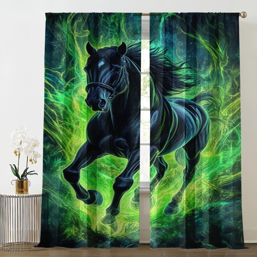 Set Of 2 Enchanted Black Horse Green Aura Curtains Perfect Fantasy Window Decor Bohemian Made Polyester W100*H70(CM)-Rod Pocket&1PCS
Set Of 2 Enchanted Black Horse Green Aura Curtains Perfect Fantasy Window Decor Bohemian Made Polyester W100*H70(CM)-Rod Pocket&1PCS