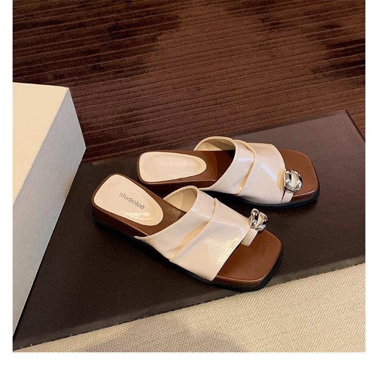 Sheepskin~ Grape mother 4cm French metal buckle thick-soled slippers women s summer outer wear pleated cover toe slope heel cool slippers 35
Sheepskin~ Grape mother 4cm French metal buckle thick-soled slippers women s summer outer wear pleated cover toe slope heel cool slippers 35