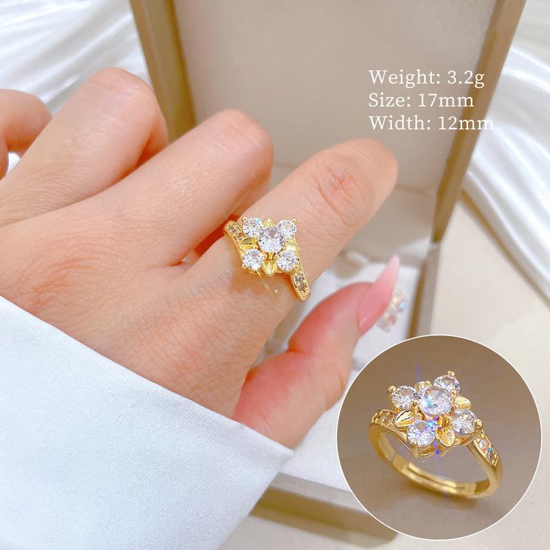 Real Gold Full Of Diamonds Flower Zircon Personalized Opening Adjustable Light Luxury Jewelry Japanese Ring Couple Ring Adjustable opening
Real Gold Full Of Diamonds Flower Zircon Personalized Opening Adjustable Light Luxury Jewelry Japanese Ring Couple Ring Adjustable opening