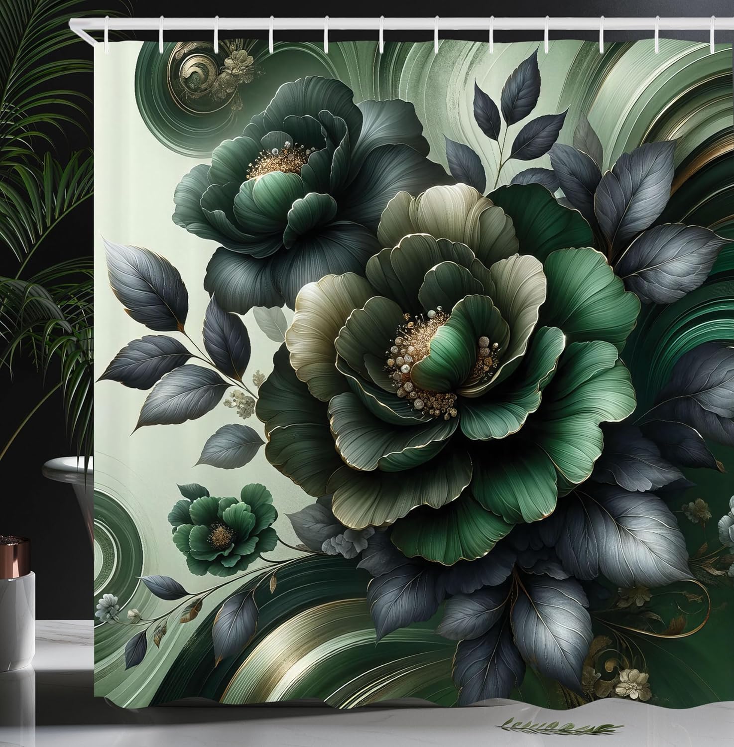 Green Floral Shower Curtain Luxurious Botanical Design Bathroom Decor Elegant Artistic Pattern Waterproof Fabric Modern Home W60H190(CM)-1 Pcs
Green Floral Shower Curtain Luxurious Botanical Design Bathroom Decor Elegant Artistic Pattern Waterproof Fabric Modern Home W60H190(CM)-1 Pcs