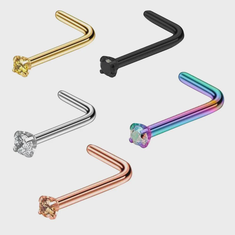 European and American Zirconium L-Shaped Stainless Steel and Titanium Nose Studs and Rings for Body Piercing Silver Single Piece
European and American Zirconium L-Shaped Stainless Steel and Titanium Nose Studs and Rings for Body Piercing Silver Single Piece