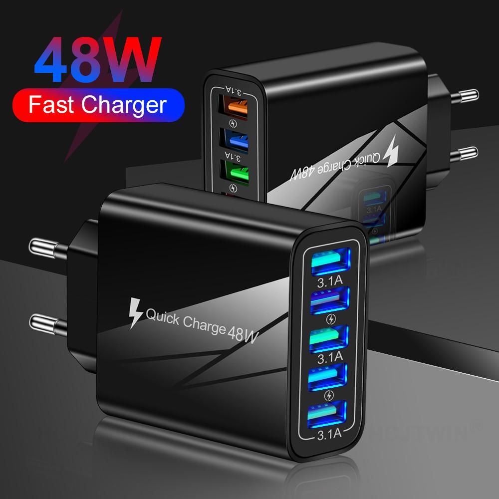 Швидка зарядка 48 Вт, 5 портів USB-зарядний пристрій. Швидкий зарядний пристрій для телефону EU Plug чорний
Швидка зарядка 48 Вт, 5 портів USB-зарядний пристрій. Швидкий зарядний пристрій для телефону EU Plug чорний