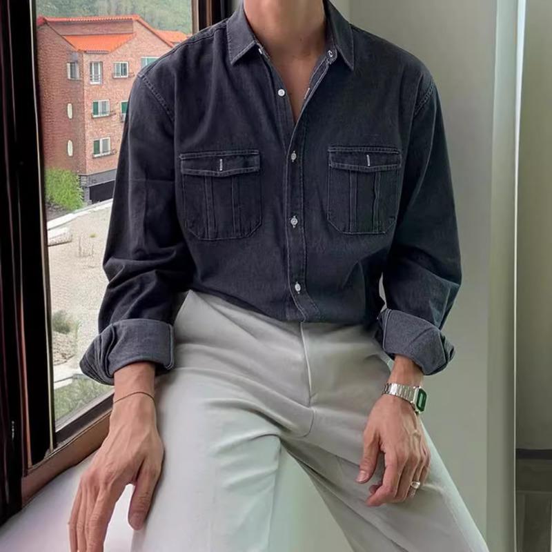Men s Blue Denim Button Down Shirt Dual Pocket Casual Streetwear Oversized Top M чёрный
Men s Blue Denim Button Down Shirt Dual Pocket Casual Streetwear Oversized Top M чёрный
