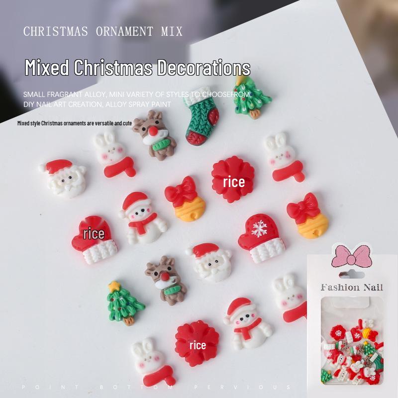 20-Piece Christmas Nail Art Set: Cute Resin Rhinestones with Cartoon Trees, Snowmen, and Gloves Decorations.
20-Piece Christmas Nail Art Set: Cute Resin Rhinestones with Cartoon Trees, Snowmen, and Gloves Decorations.