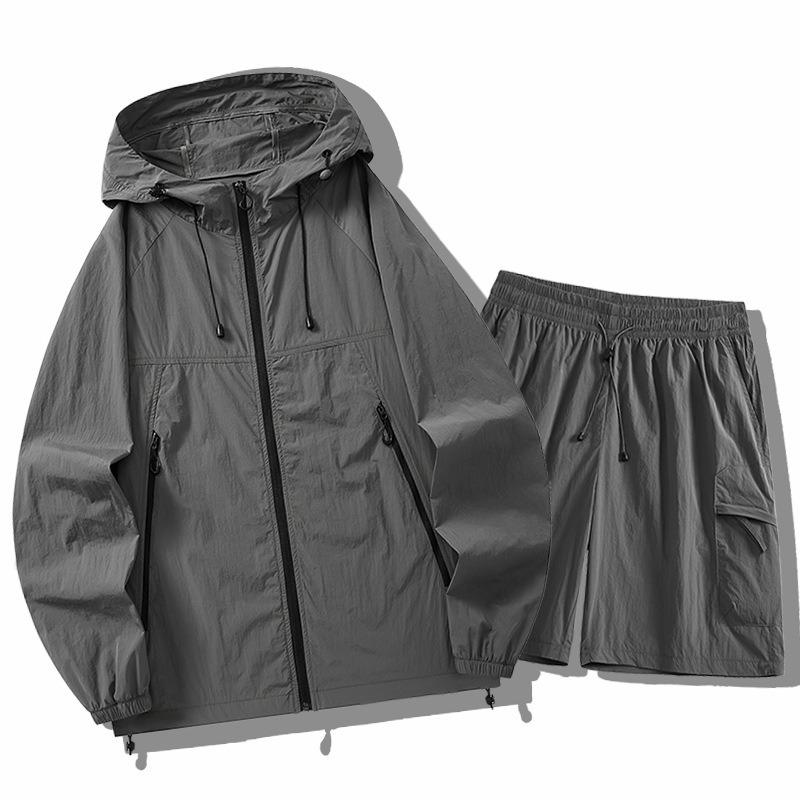 Summer Sun Protection Jacket Suit Unisex Couple Hooded Sun Protection Clothing Outdoor Shorts Leisure Sports 2-piece Set S
Summer Sun Protection Jacket Suit Unisex Couple Hooded Sun Protection Clothing Outdoor Shorts Leisure Sports 2-piece Set S