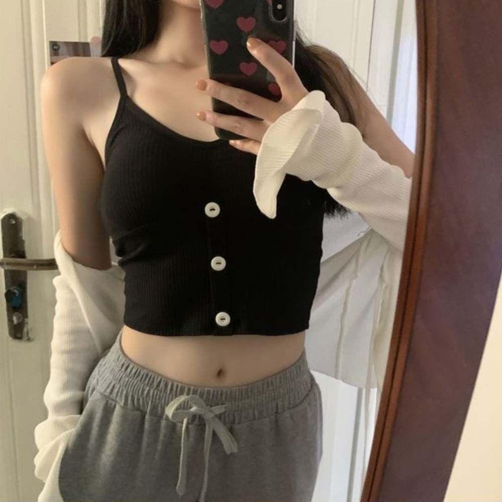 Sweet Spaghetti Strap Button Push Up Ladies Pure Color Women Tank Tops V-Neck Camisoles Vest Bra
Sweet Spaghetti Strap Button Push Up Ladies Pure Color Women Tank Tops V-Neck Camisoles Vest Bra