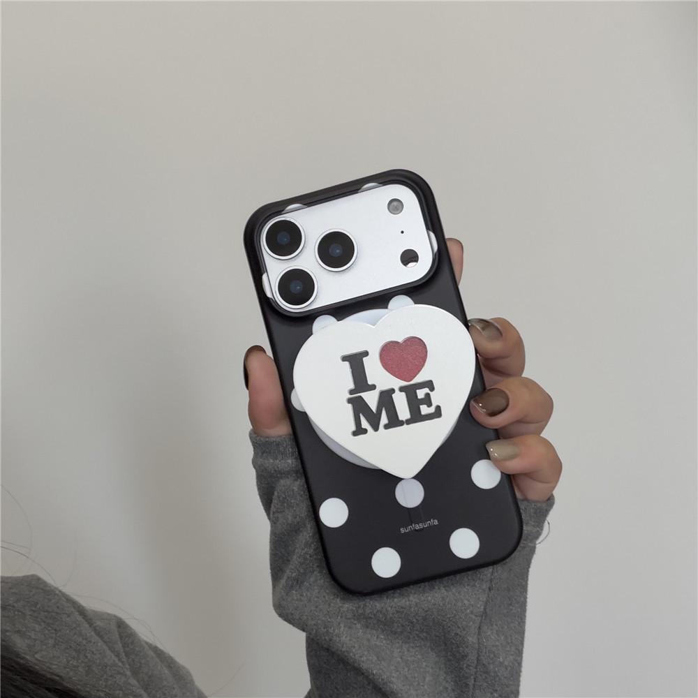 Niche Korean Magnetic iPhone Case: Black Base with White Polka Dots, Bracket for iPhone 17Pro, 16Pro, 15PM iPhone 16 Pro
Niche Korean Magnetic iPhone Case: Black Base with White Polka Dots, Bracket for iPhone 17Pro, 16Pro, 15PM iPhone 16 Pro