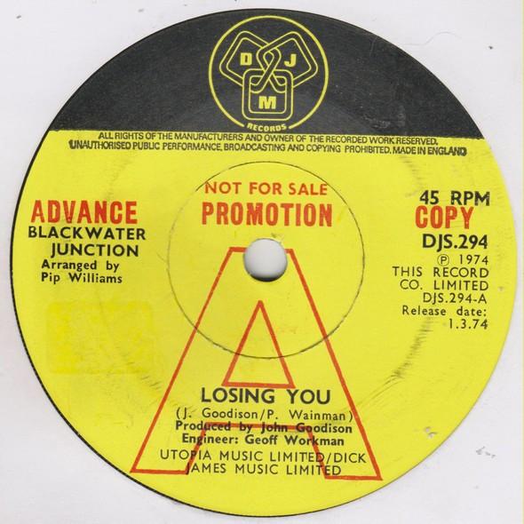 7inch Record BLACKWATER JUNCTION - Losing You DJS294PROMO DJM Records 1974 UK Rock Used
7inch Record BLACKWATER JUNCTION - Losing You DJS294PROMO DJM Records 1974 UK Rock Used